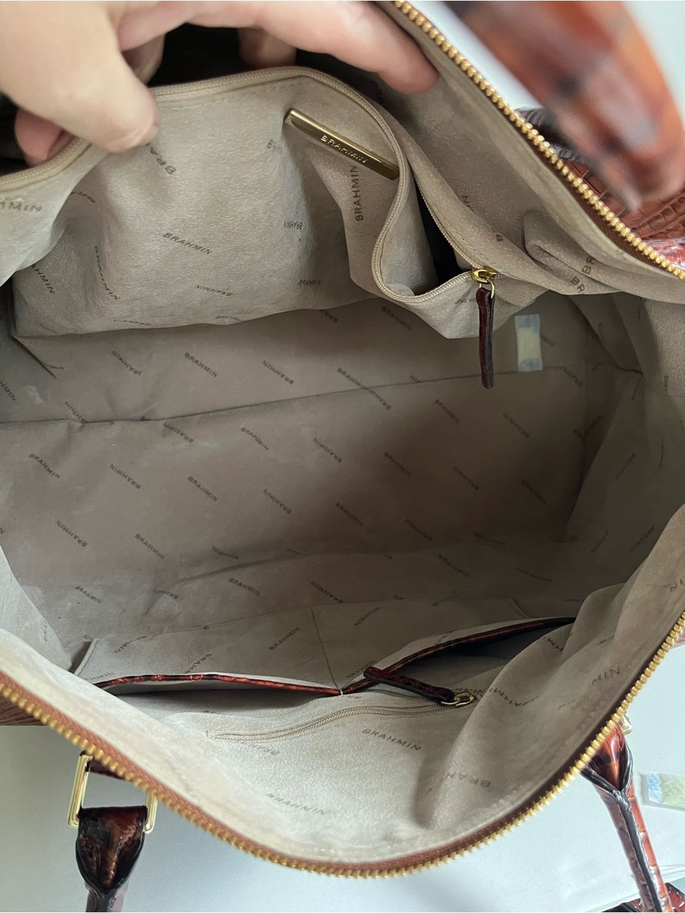 Brahmin “The Duxbury Weekender” Leather Tote in Pecan Melbourne - Picture 3 of 10